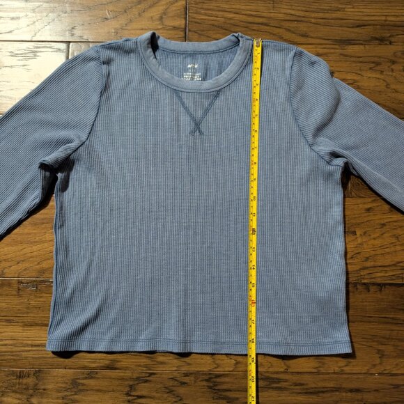 aerie waffle long sleeve t shirt blue size large - Picture 6 of 14
